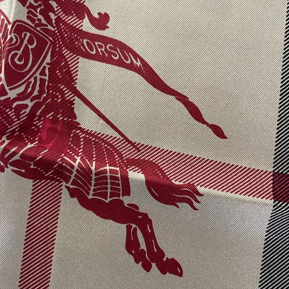 Display # 2 Burberry New Classic Check Pattern Red Border Silk Scarf - Picture 16 of 16
